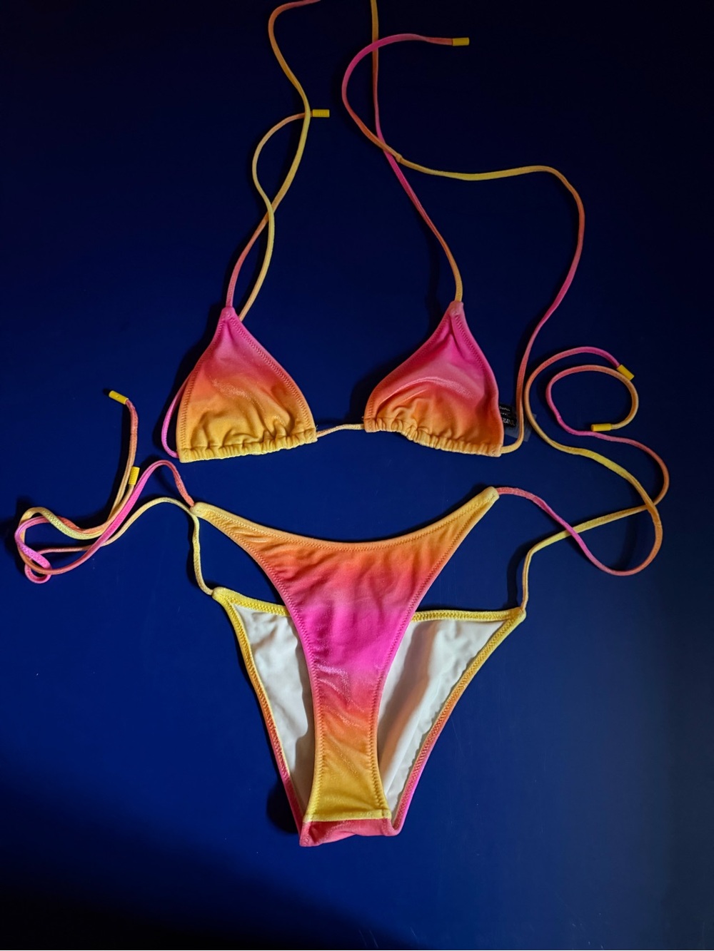 triangl swimwear Pink and Yellow Ombre Adjustable String Bikini